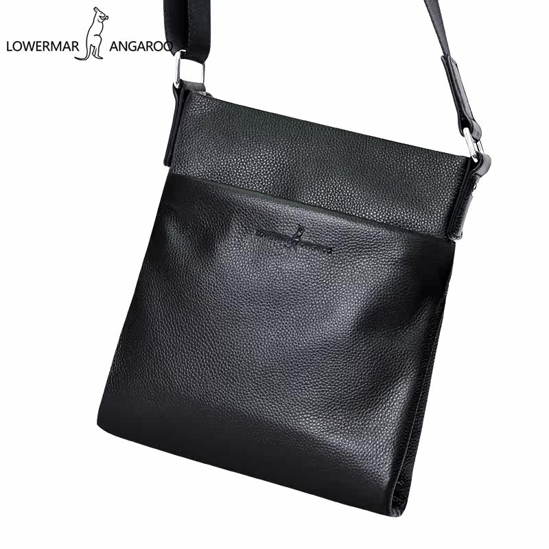 路尔玛袋鼠真皮男包头层竖款斜挎包 益程箱包男士包袋