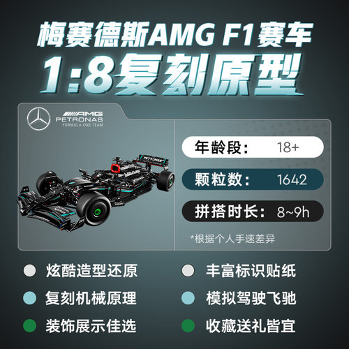 乐高官方旗舰店42171机械组梅赛德斯奔驰AMG F1赛车积木玩具礼物 - 图2