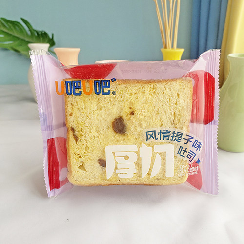 U吧U吧厚切吐司切片面包北海道黄油红豆提子味早餐糕点零食品小吃 - 图0