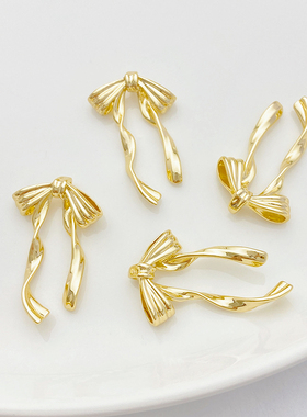 女14K包金蝴蝶结吊坠手工diy