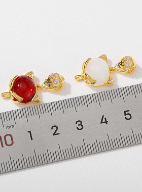 18K包金仿石榴石狐狸吊坠