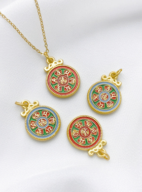 古法金珐琅彩烧蓝六字真言挂坠