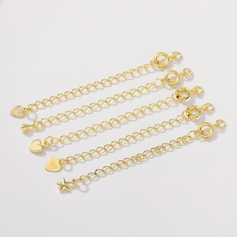 14K包金保色五角星爱心水滴尾链diy手工手链项链弹簧扣延长链配件,淘宝优惠券,粉丝福利购,淘宝优惠卷