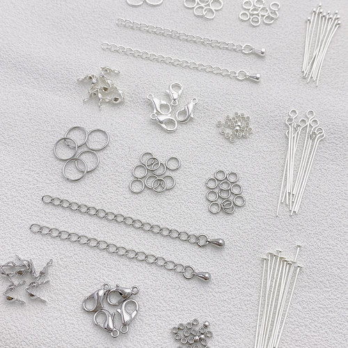 镀厚银白金色龙虾扣包扣开口圈9字针珍珠手链项链diy收尾基础配件 - 图3