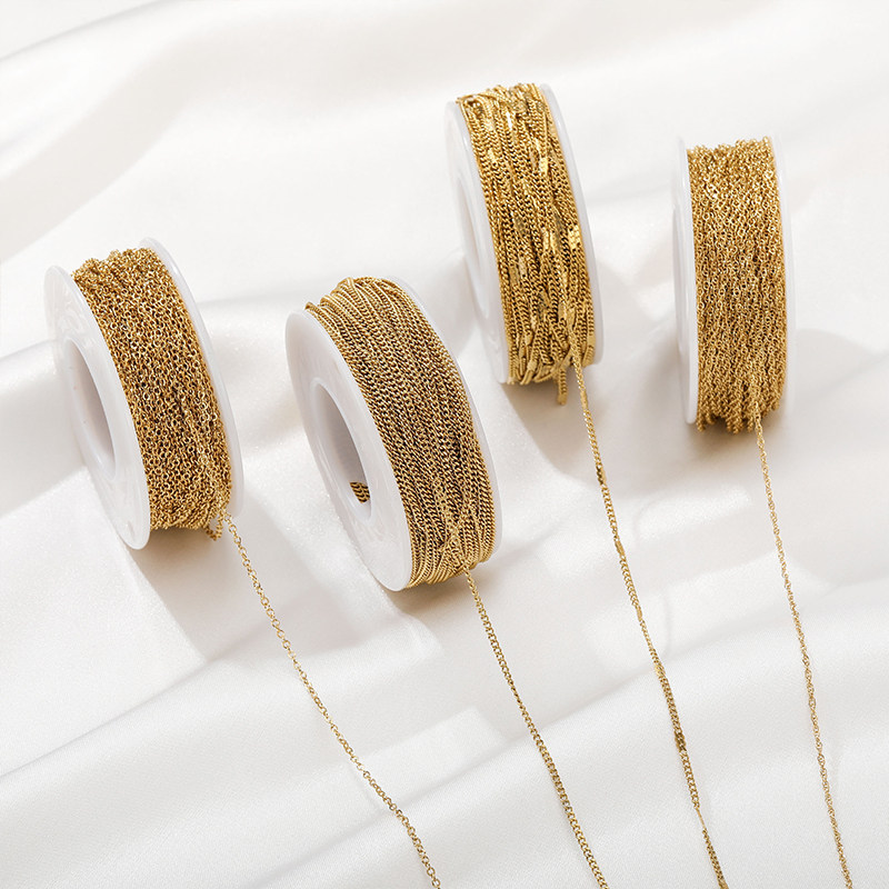 钛钢保色O字链侧身链散链真空镀18K金手工diy手链项链延长链配件,淘宝优惠券,粉丝福利购,淘宝优惠卷