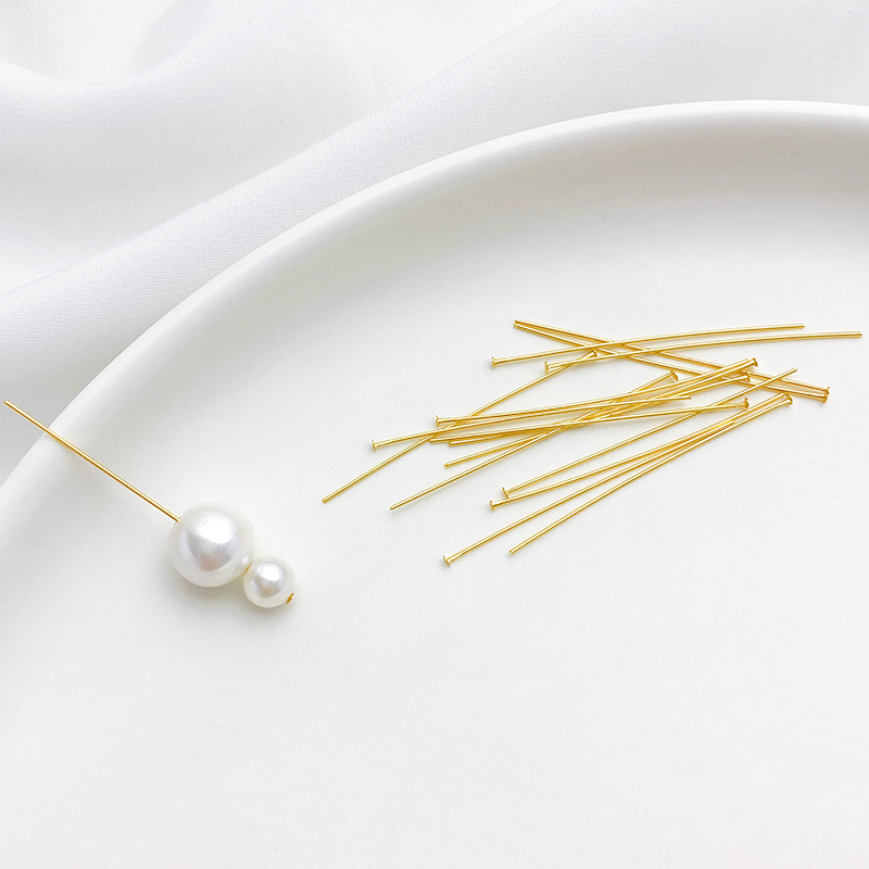 14K18K包金保色T针平头针加长T字针手工diy耳环耳饰耳坠材料100根 - 图0