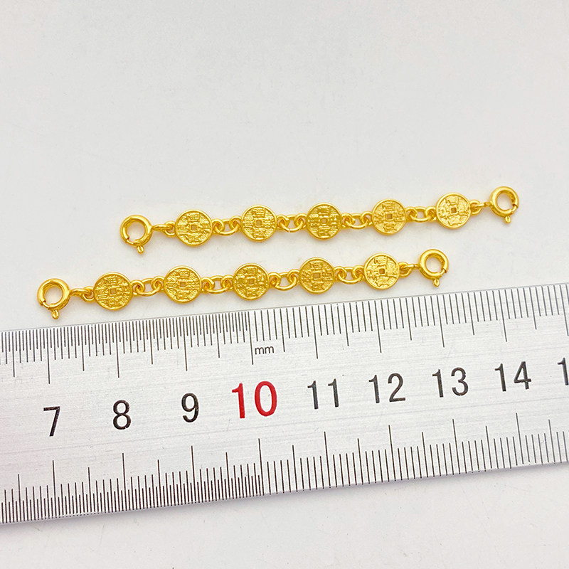 沙金保色金五帝钱双弹簧扣连接链手工diy串手链项链饰品材料配件,淘宝优惠券,粉丝福利购,淘宝优惠卷