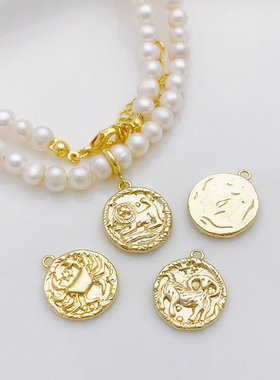 14K包金保色刻12十二星座吊坠