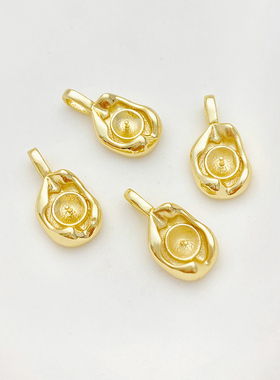 14K包金不规则珍珠托空托diy配件