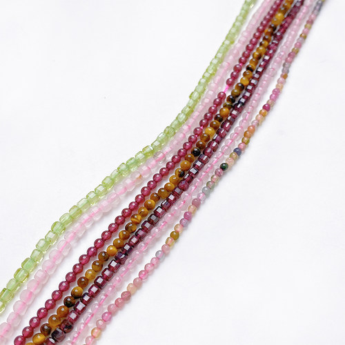 2mm天然石榴石粉晶碧玺散珠小珠子手工diy手链项链耳饰品材料配件 - 图1