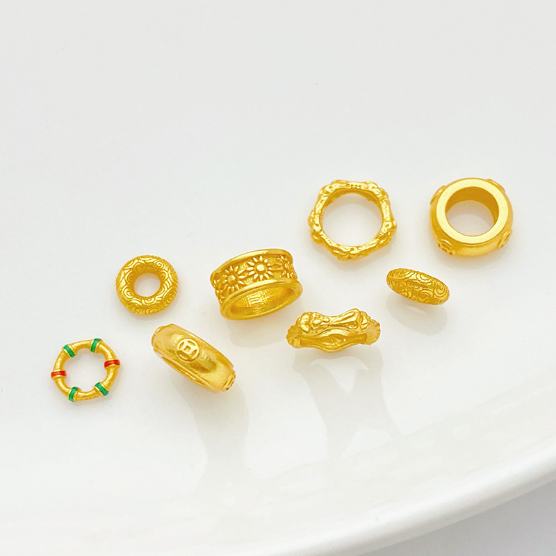 S925古法银镀金乾坤圈卡环套圈隔珠手工diy手链项链饰品材料配件 - 图2