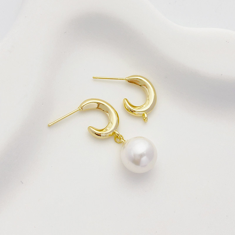 14K包金保色光面月牙C形带吊耳钉手工diy自制耳环耳饰品材料配件,淘宝优惠券,粉丝福利购,淘宝优惠卷