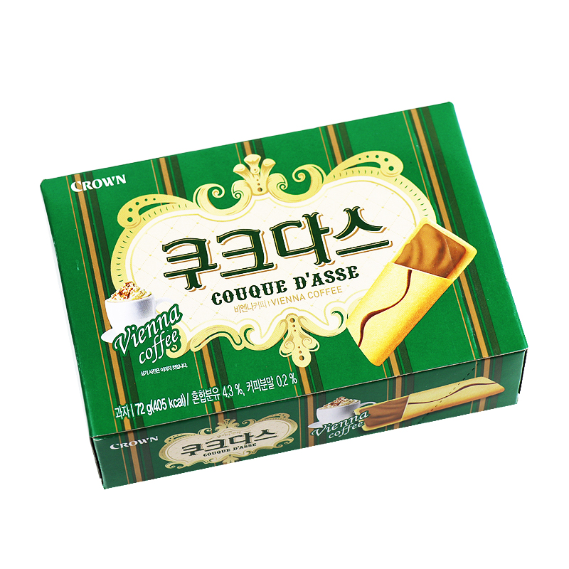 韩国新款包装脆饼含糖进口休闲零食克丽安蛋卷咖啡夹心饼干77g - 图3