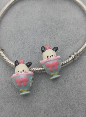 beads女925银滴釉帕恰狗串珠配饰