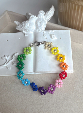 清新少女手工串珠手链项链戒指女