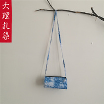 Zdyeing cloth bag wallet Yunnan Dali Bai ethnic group handmade blue dyeing grass wood plant dyeing and cloth art bag collection na bag inclined satchel