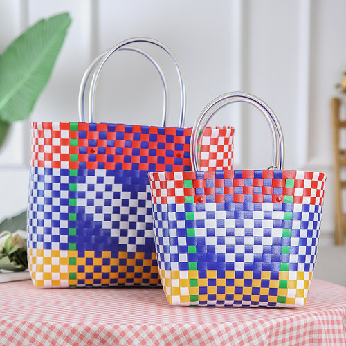 山姆包同款大容量爱心怀旧包包敞口女士手提包手工编织包买菜篮子 - 图1