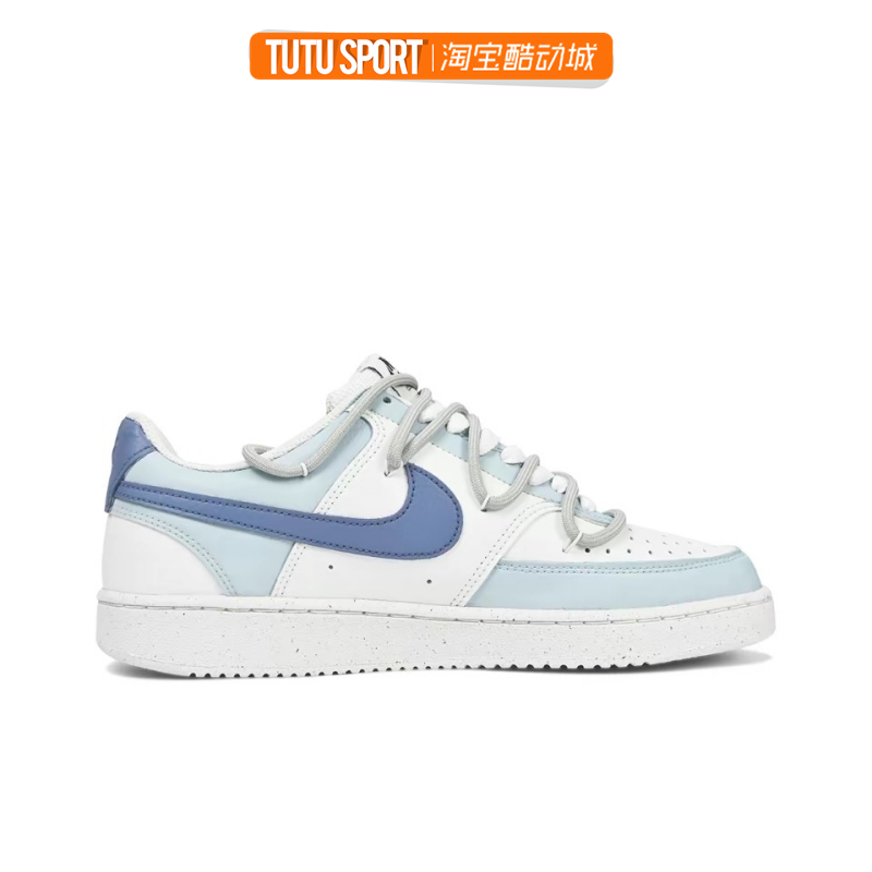 球鞋定制 Nike Court Vision 雾霾蓝 低帮 解构 白蓝男女休闲板鞋 - 图2