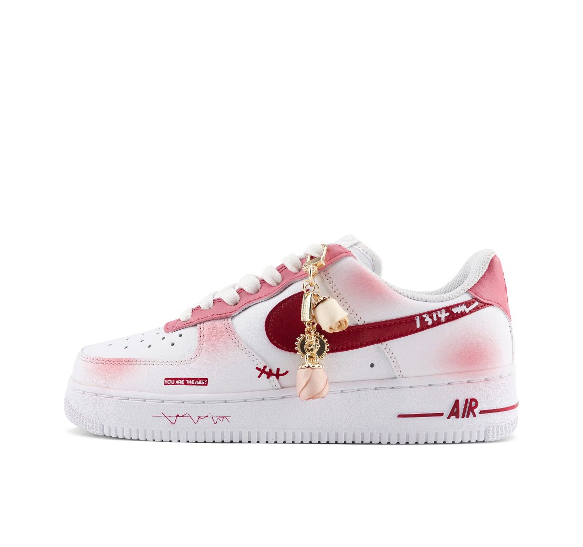 球鞋定制 NIKE/耐克 Air Force1玫瑰情话 浪漫告白礼物男女低板鞋