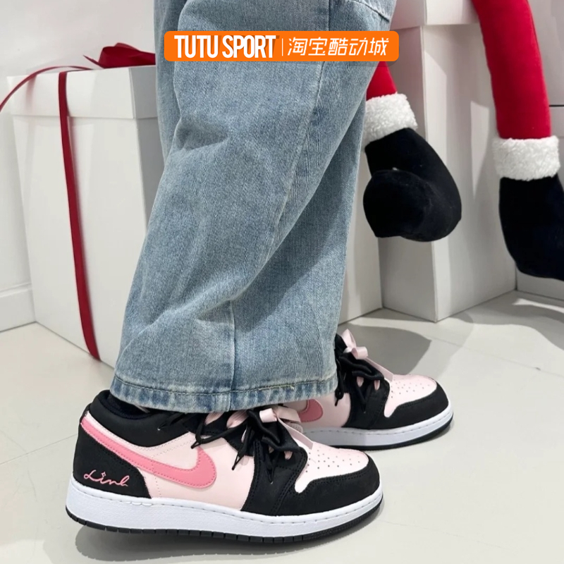 球鞋定制Air Jordan 1 AJ1芝芝莓莓蝴蝶结百搭女款低帮复古篮球鞋-图0