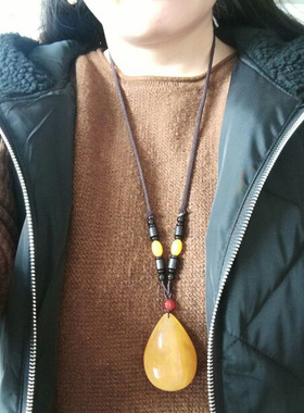 二代蜜蜡鸡油黄吊项链男女挂件