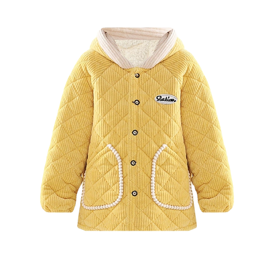 Winter short cotton coat, short fleece jacket, women's cotton jacket