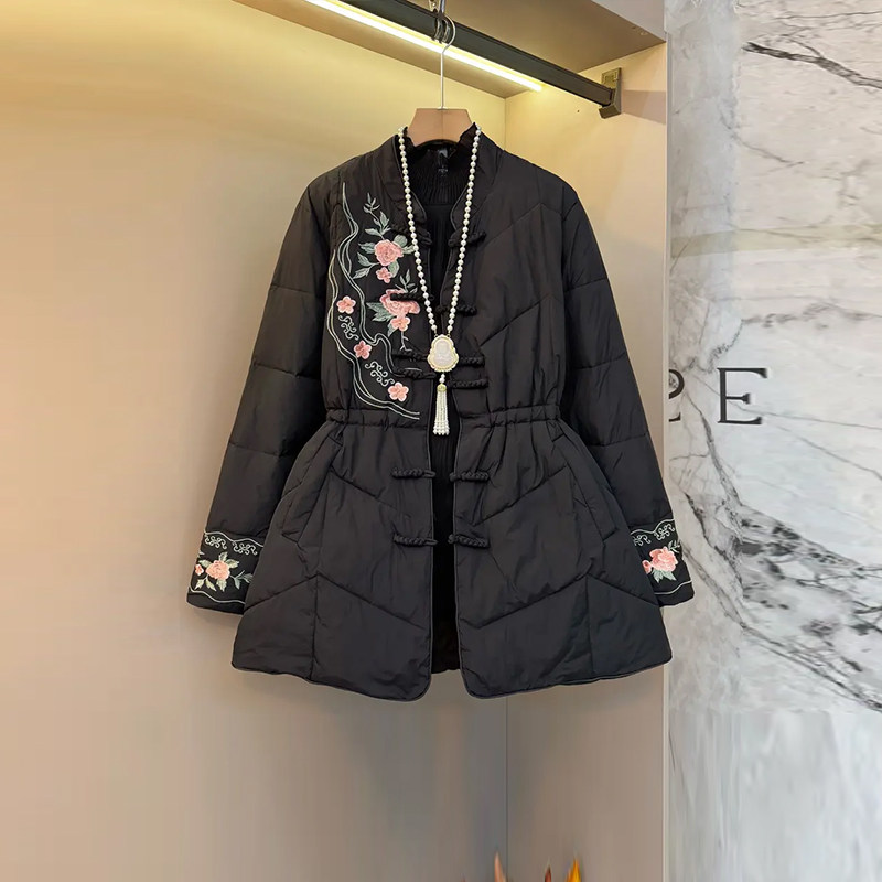 大码女装立领盘扣刺绣花收腰棉服胖MM法式小众设计复古风百搭上衣,淘宝优惠券,粉丝福利购,淘宝优惠卷