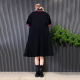 Skirt lapel color block cartoon pattern short-sleeved casual skirt
