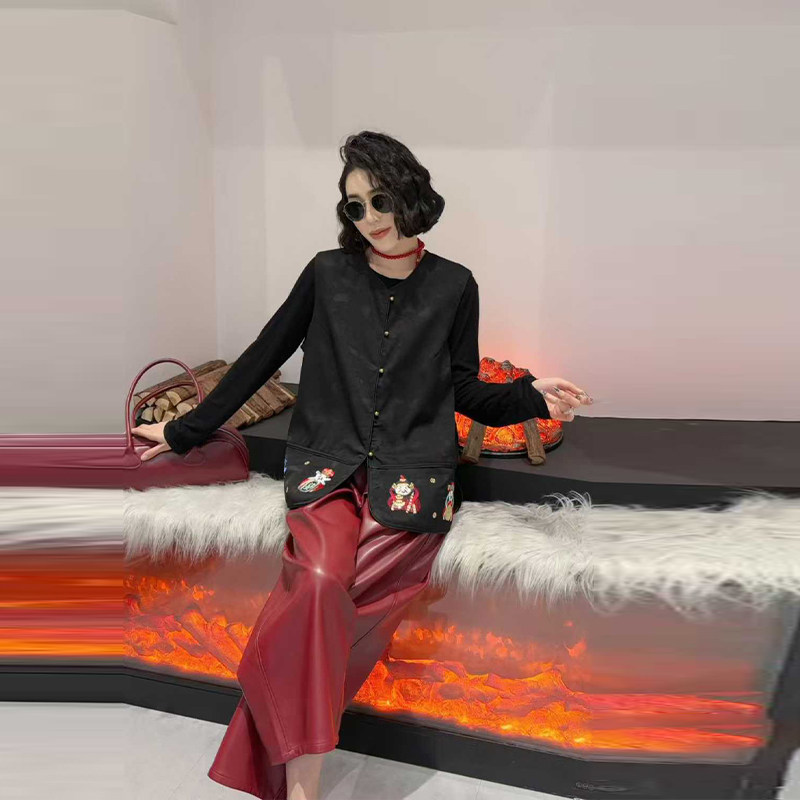 加肥大码女装卡通图案国风马甲胖妹妹复古风减龄显瘦2026新款坎肩,淘宝优惠券,粉丝福利购,淘宝优惠卷