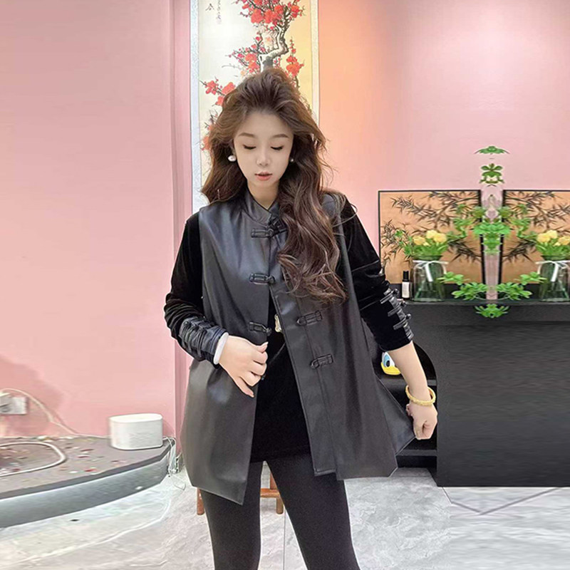 胖MM加肥立领盘扣皮马甲大码女装气质欧洲站时尚黑色洋气百搭坎肩,淘宝优惠券,粉丝福利购,淘宝优惠卷