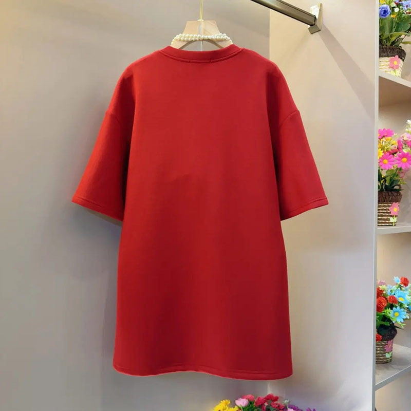 加肥彩色花朵图案短袖上衣胖妹妹2026新年款百搭减龄本命年T恤衫,淘宝优惠券,粉丝福利购,淘宝优惠卷