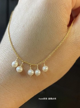 儿童项链天然小珍珠女14k包金