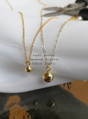 进口14k包金项链儿童小金豆金珠