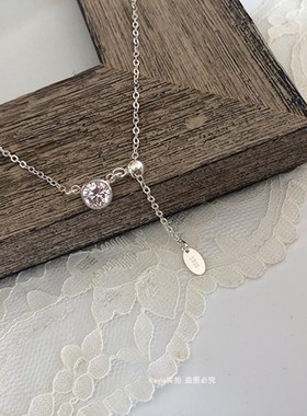 米奇925银真金克拉效果锆石项链