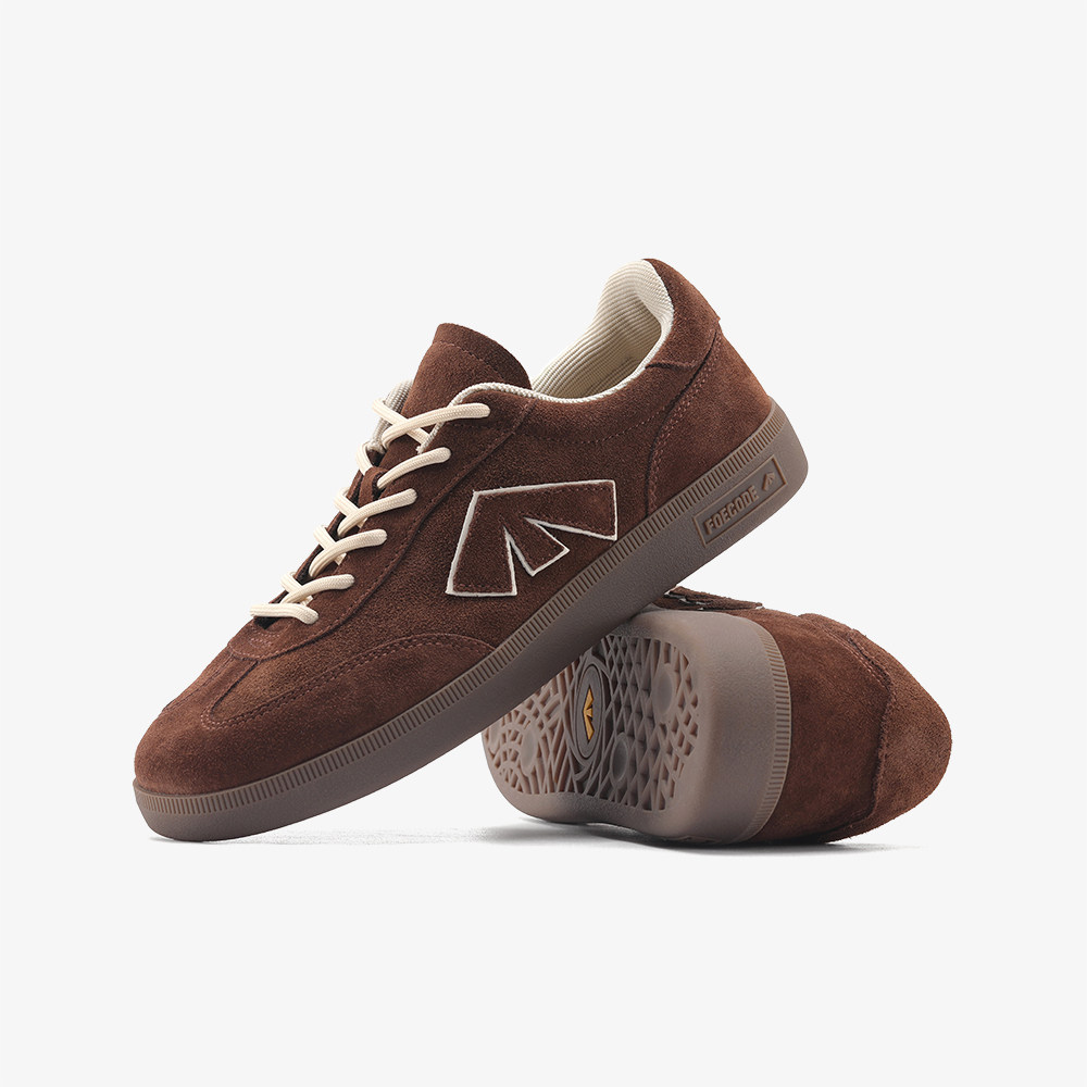 FOECODE 新款经典男女板鞋翻毛皮复古德训鞋运动休闲平底鞋深棕色,淘宝优惠券,粉丝福利购,淘宝优惠卷