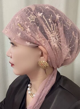 夏季女士薄款透气包头纱帽