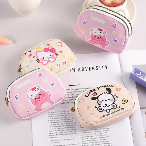 卡通双层硬币包大容量便携零钱包可爱小巧零钱袋钥匙多功能收纳包 - 图0