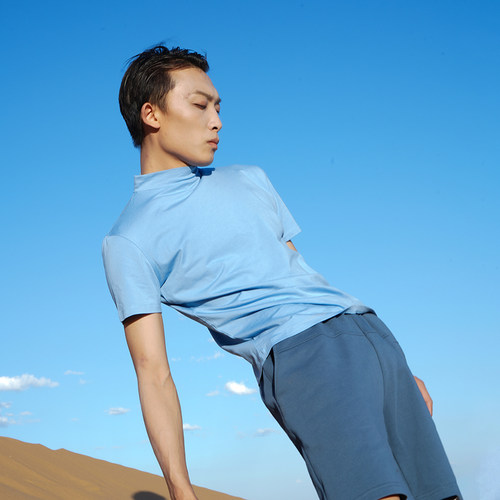 涂一TE607现代舞蹈练功服男士黑色小高领修身T恤基训芭蕾古典短袖 - 图2