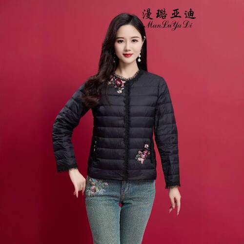 89YR01秋冬新款轻薄羽绒服女短款圆领内胆外套95白鸭绒 - 图0