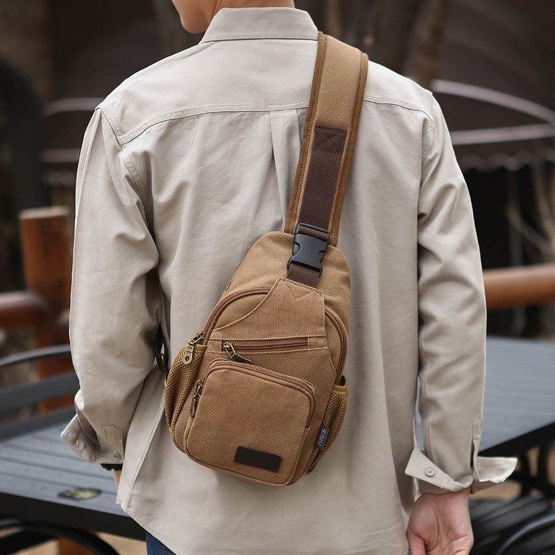 Canvas men's bag chest bag sports casual crossbody bag
