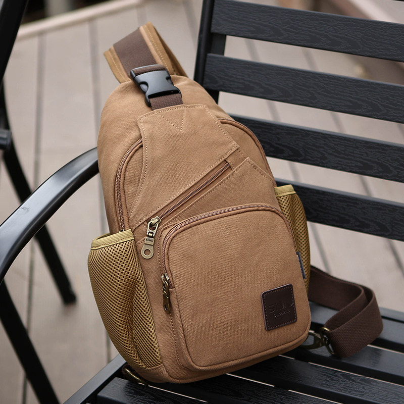 Canvas men's bag chest bag sports casual crossbody bag