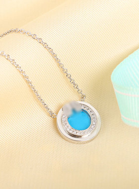 不掉色 妻子的选择马晓鸥同款项链钛钢蓝色吊坠短款锁骨链马晓欧