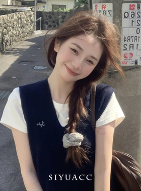 韩版高智感灰色针织大肠圈发圈女