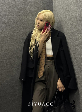 rose同款条纹领带复古百搭领巾女