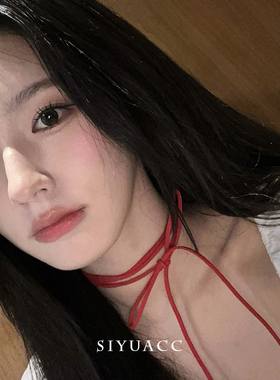 张元英同款黑色绒带颈带项链女