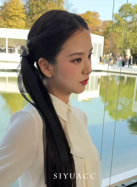 jisoo同款黑色蝴蝶结飘带发夹女