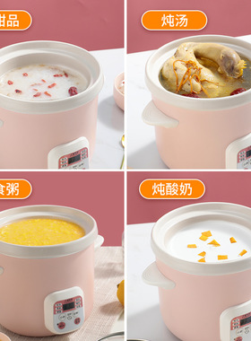 110V美规迷你电炖锅一人食全自动BB煲汤煮粥锅电炖盅陶瓷小电炖锅