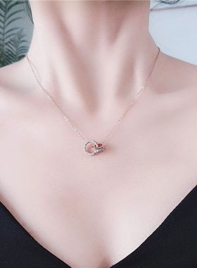 环环相扣罗马镶钻钛钢项链女不掉色几何个性欧美百搭锁骨链新饰品