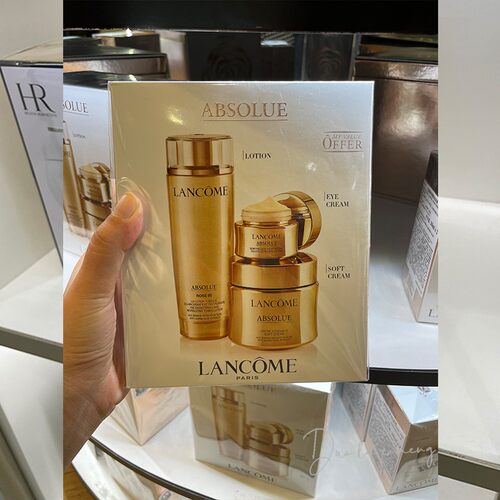 正品兰蔻菁纯三件套装精粹水150ml+焕亮眼霜20ml+轻盈面霜60ml - 图0