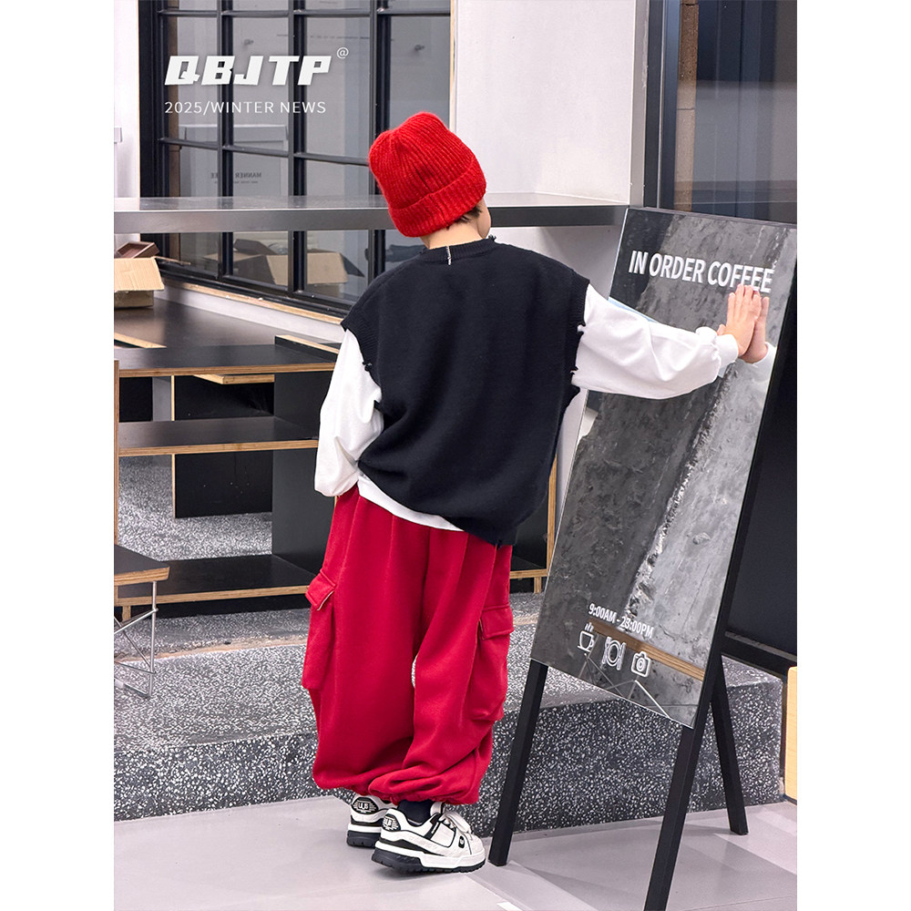 Q宝家童品11月新款 男童时尚工装裤冬季加绒裤子儿童百搭休闲裤潮,淘宝优惠券,粉丝福利购,淘宝优惠卷